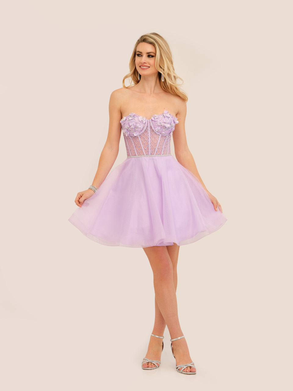 Short Puffy Purple Prom Dress