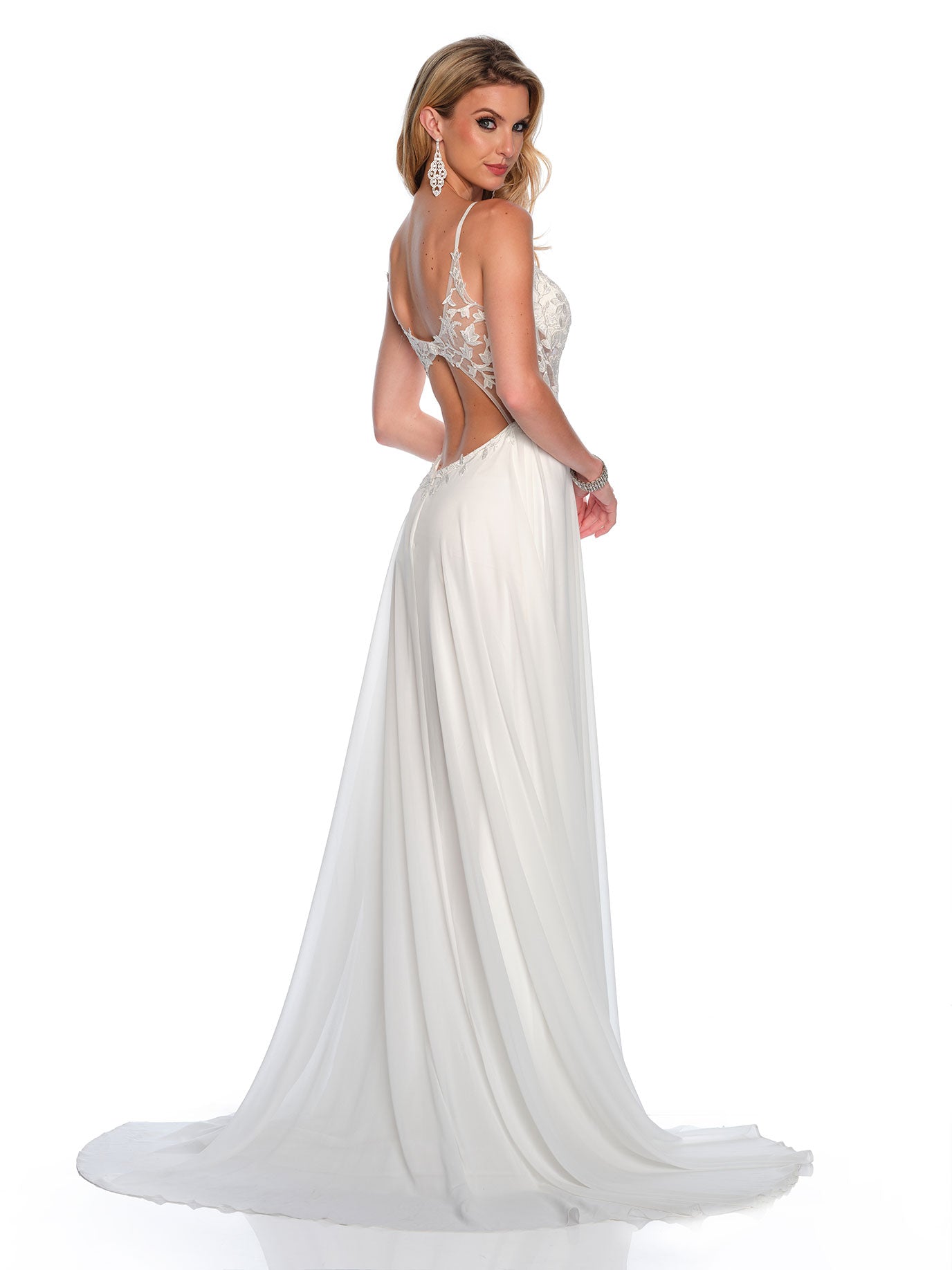 ILLUSION BODICE CHIFFON WEDDING DRESS