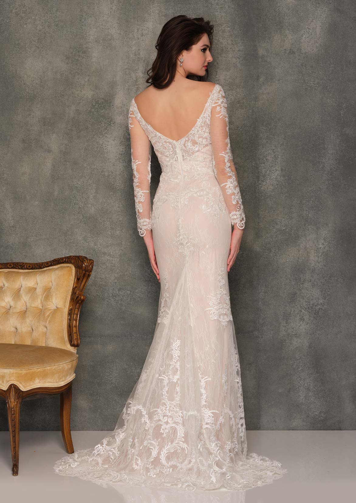 ILLUSION LONG SLEEVE LACE BRIDAL GOWN PLUS SIZE