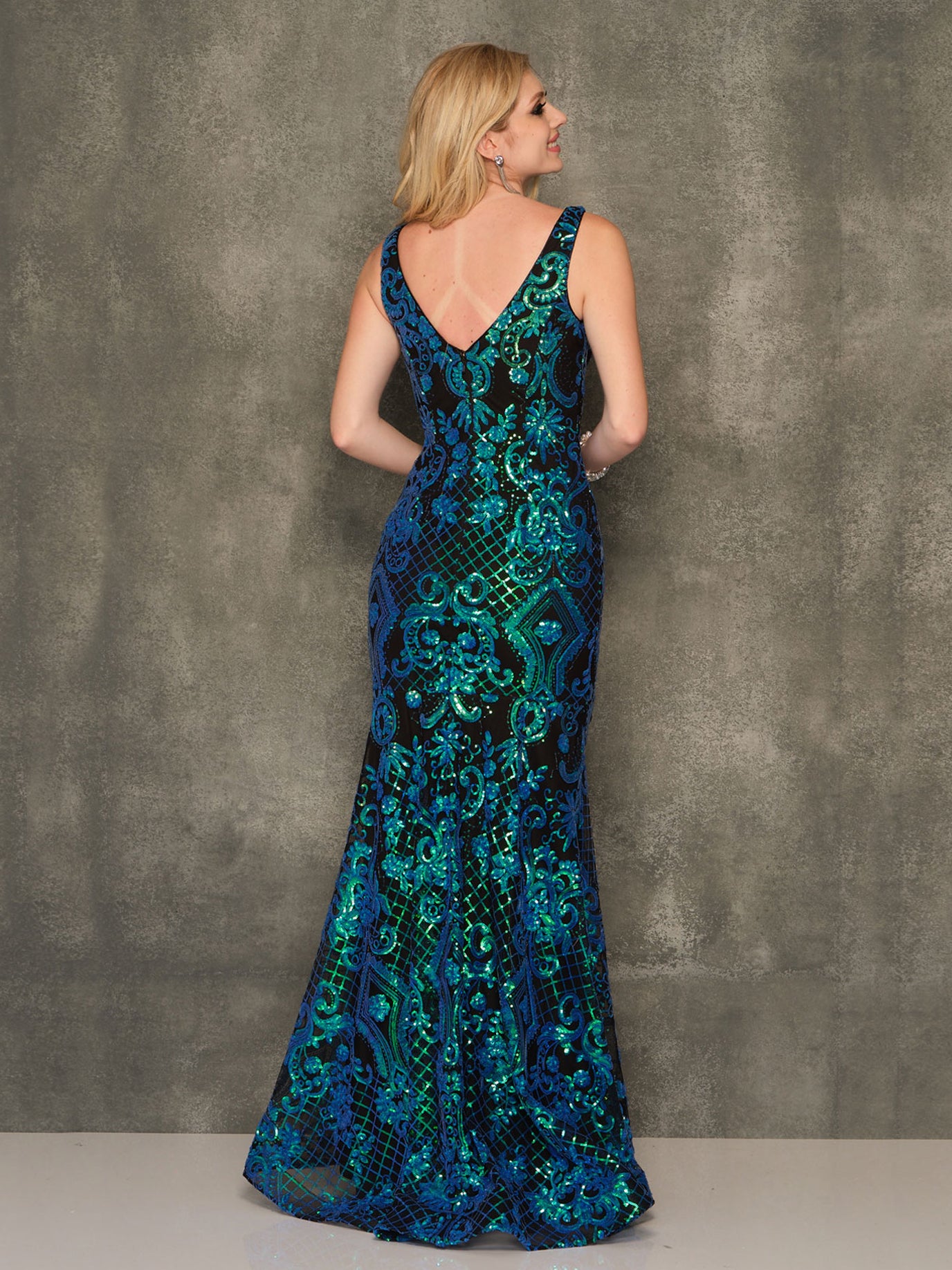 IRIDESCENT SEQUIN TRUMPET GOWN