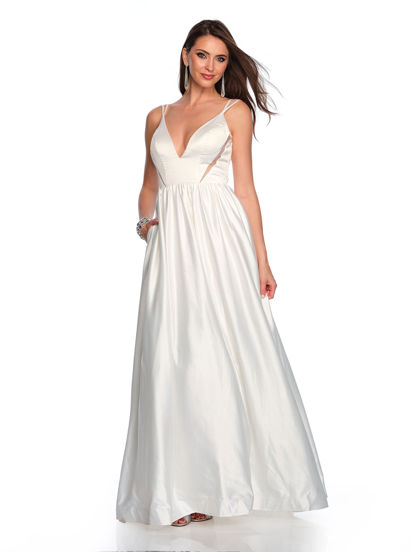DOUBLE SPAGHETTI STRAP A-LINE WEDDING DRESS Dave & Johnny DOUBLE SPAGHETTI STRAP A-LINE WEDDING DRESS Dave & Johnny