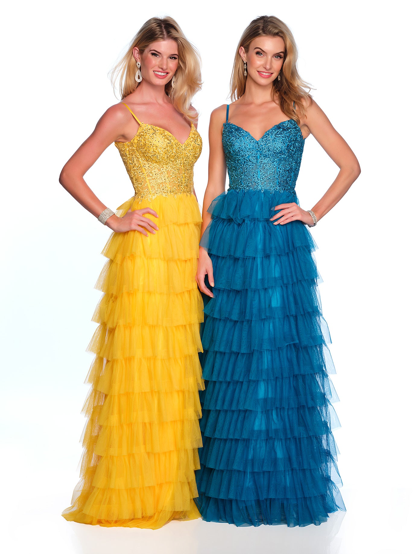 TIERED TULLE GOWN WITH CORSET LACE TOP