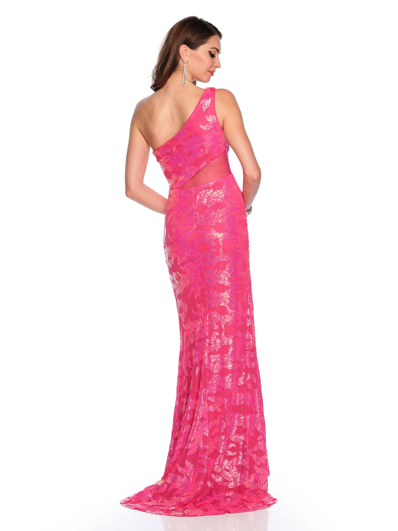 PATTERNED ONE SHOULDER GOWN