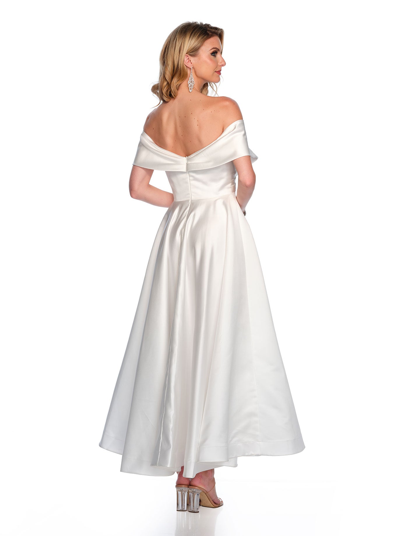 OFF THE SHOULDER TEA LENGTH WEDDING DRESS