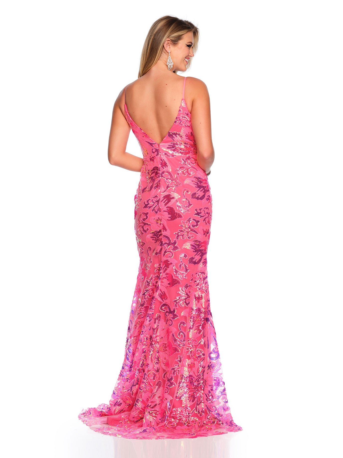 FLORAL SEQUINS PATTERN GOWN