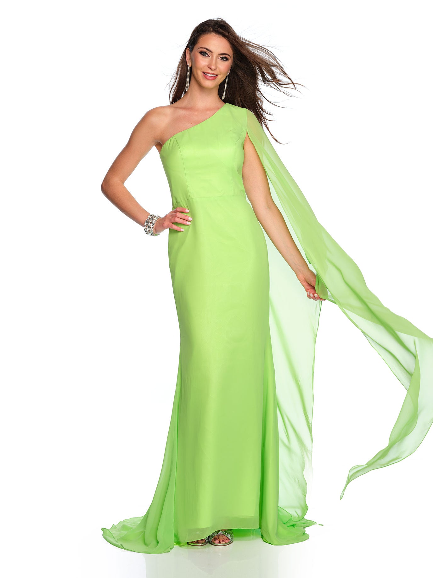 ONE SHOULDER CHIFFON DRESS