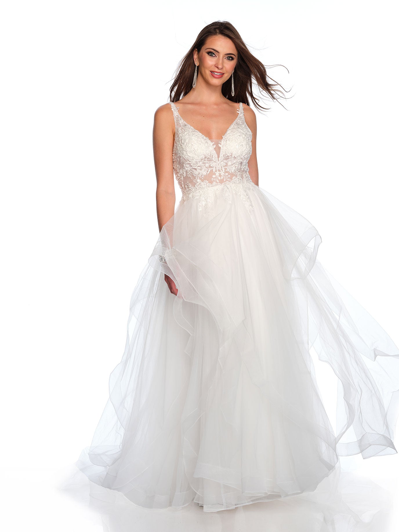 ASYMMETRICAL RUFFLE WEDDING BALLGOWN