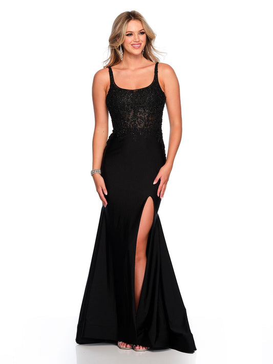 SCOOP NECK BEADED FITTED GOWN PLUS SIZE