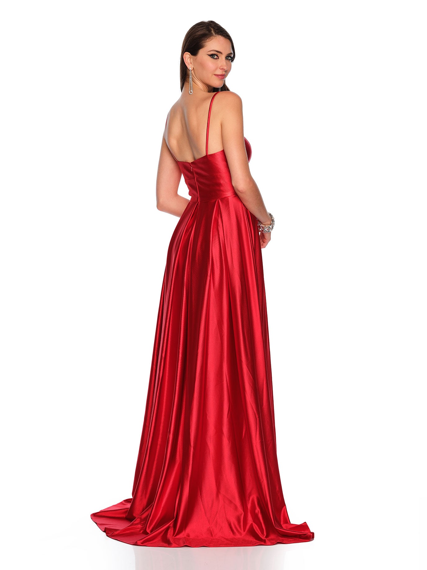 FLOWY STRETCH SATIN GOWN