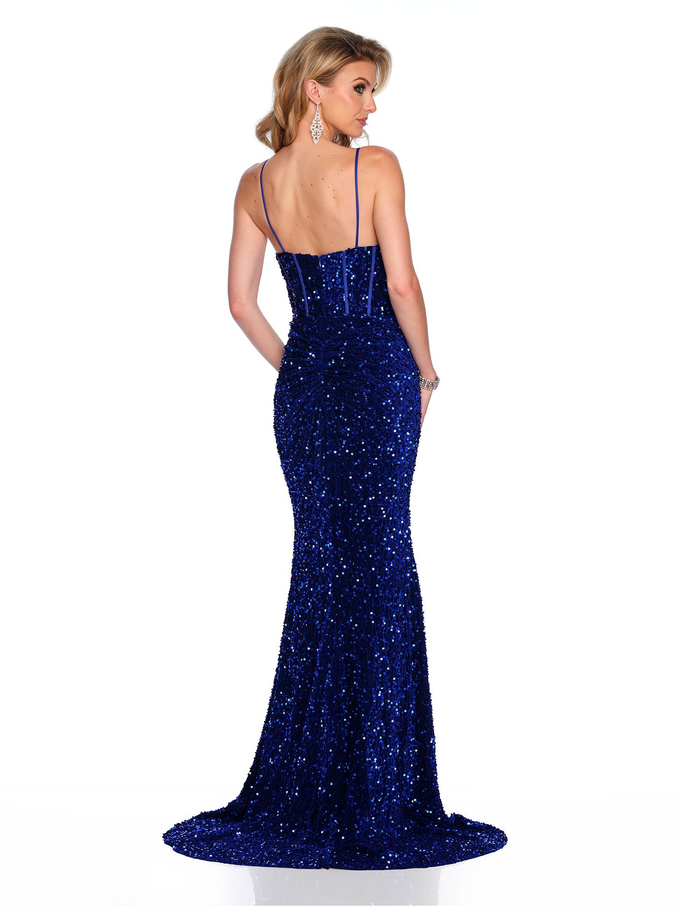 FITTED VELVET SEQUINS GOWN