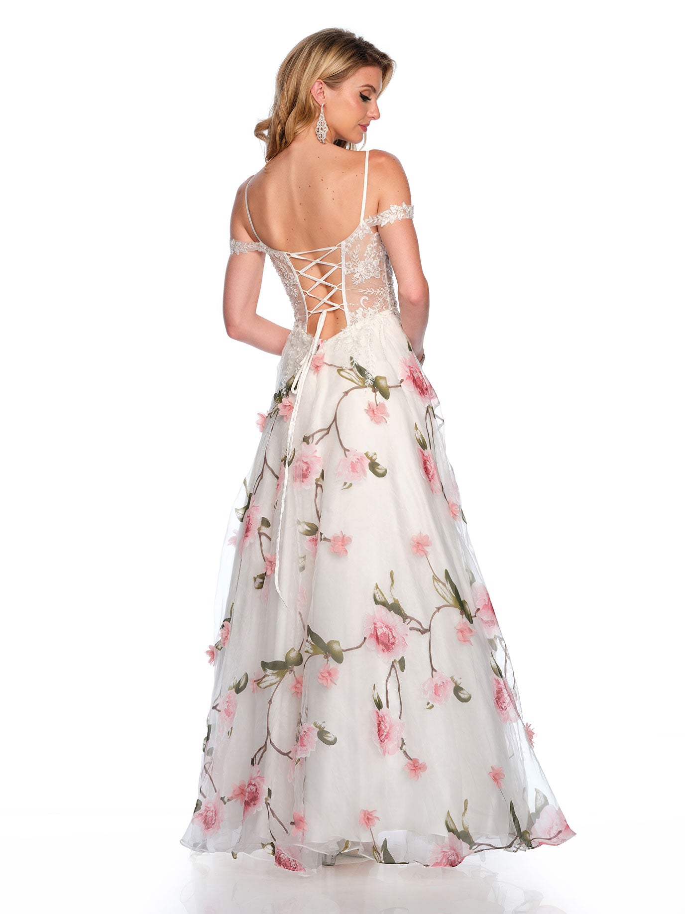 COLD SHOULDER PRINTED BALLGOWN