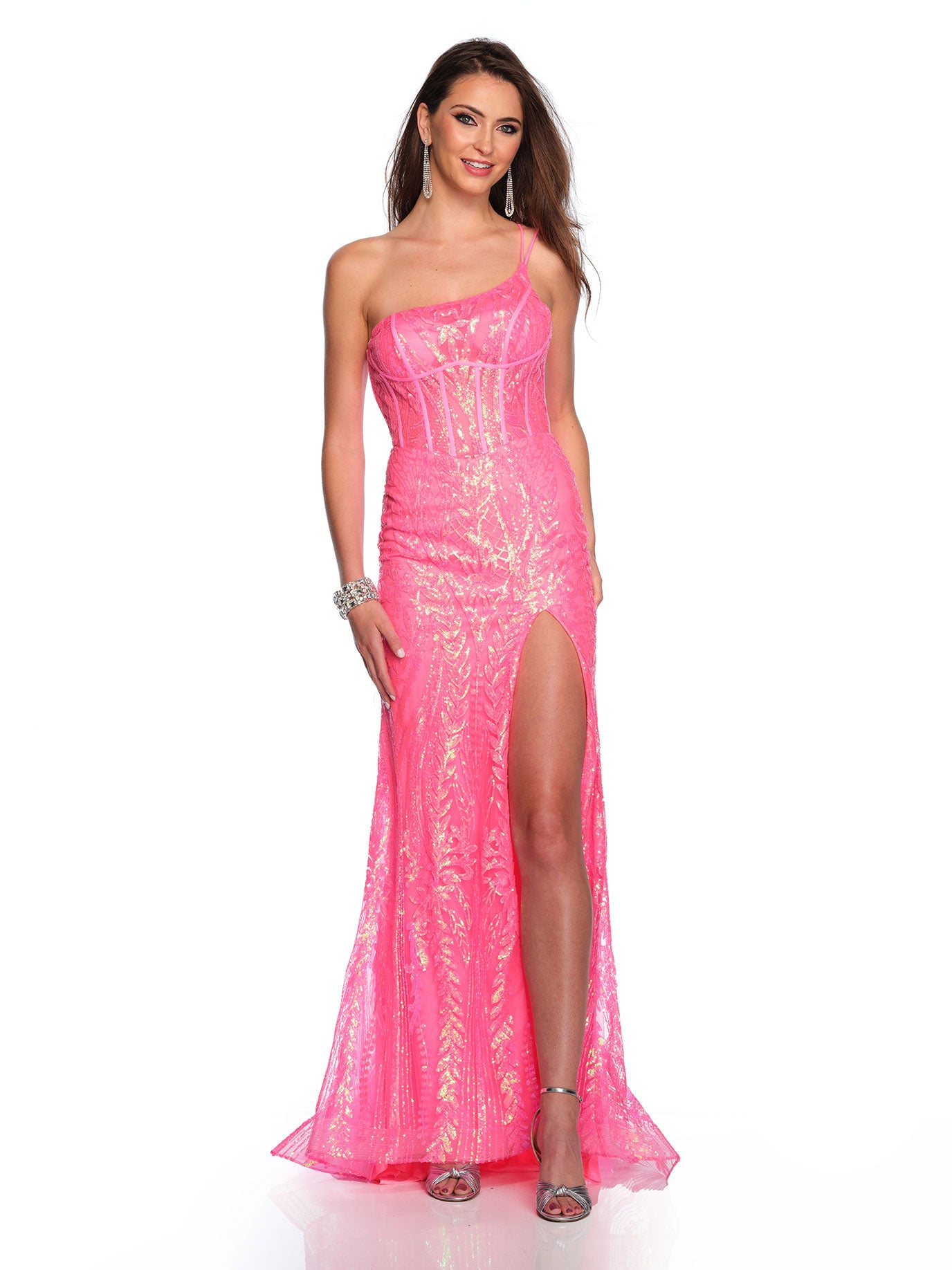 ONE SHOULDER SEQUINS GOWN