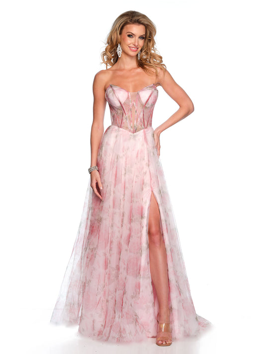 PRINTED CHIFFON FLOWY GOWN