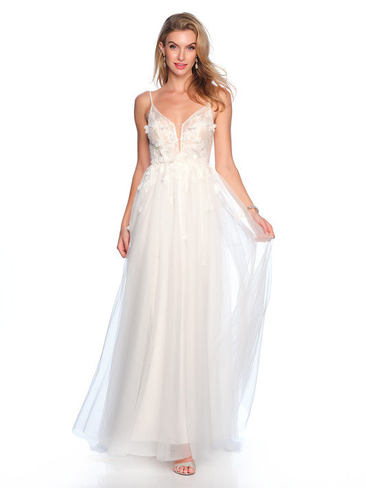 3D FLOWER MOTIF WEDDING GOWN