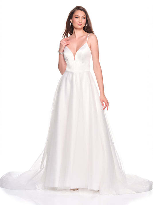 LACE UP BACK BRIDAL GOWN WITH A-LINE SKIRT