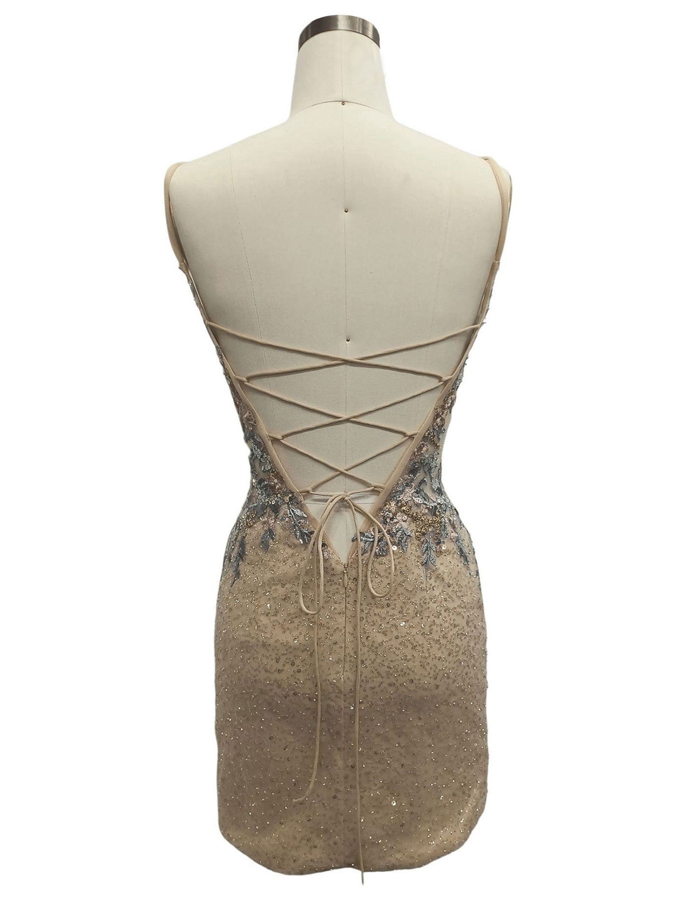 BODY CONTOURING SEQUIN AND EMBROIDERED DRESS