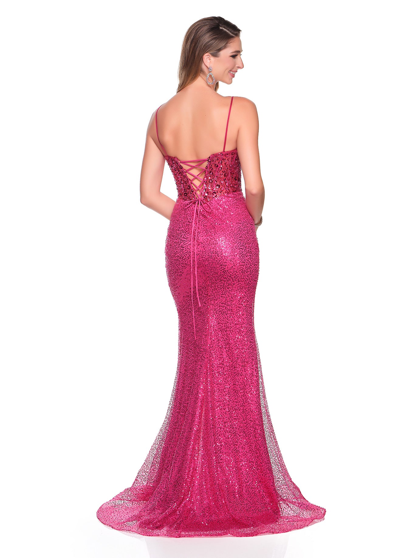 SEQUIN SPAGHETTI STRAP DRESS WITH ILLUSION PANEL