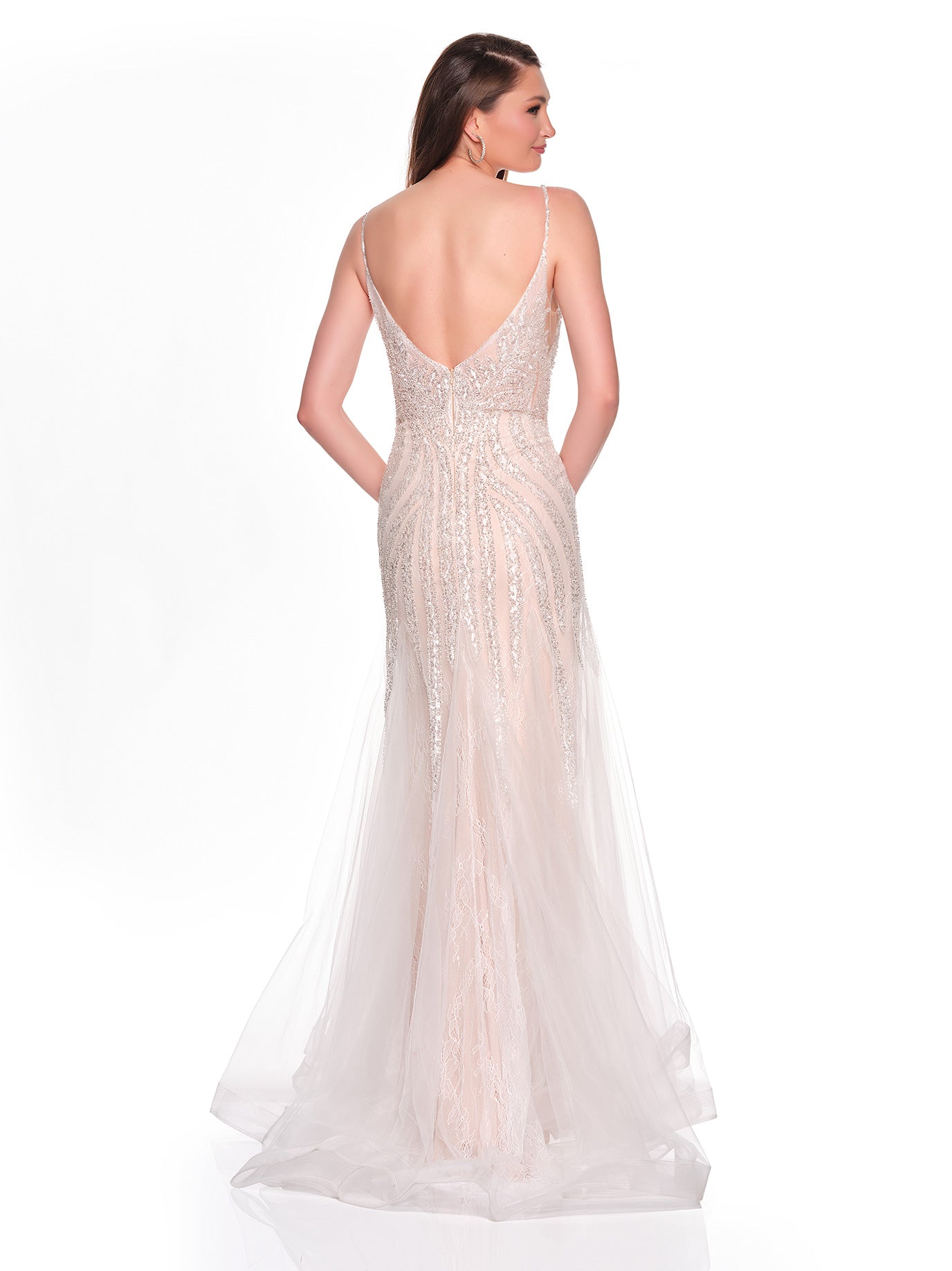 BEADED BRIDAL GOWN WITH CONTRAST NUDE LINING