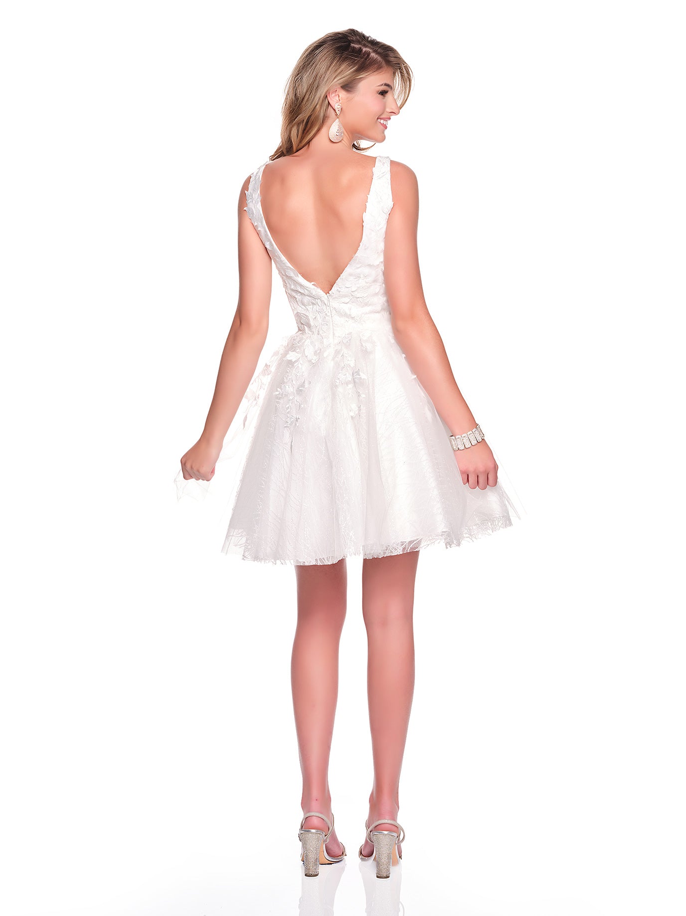 3-D MOTIF A-LINE TULLE DRESS, SHORT VERSION OF DRESS A10288
