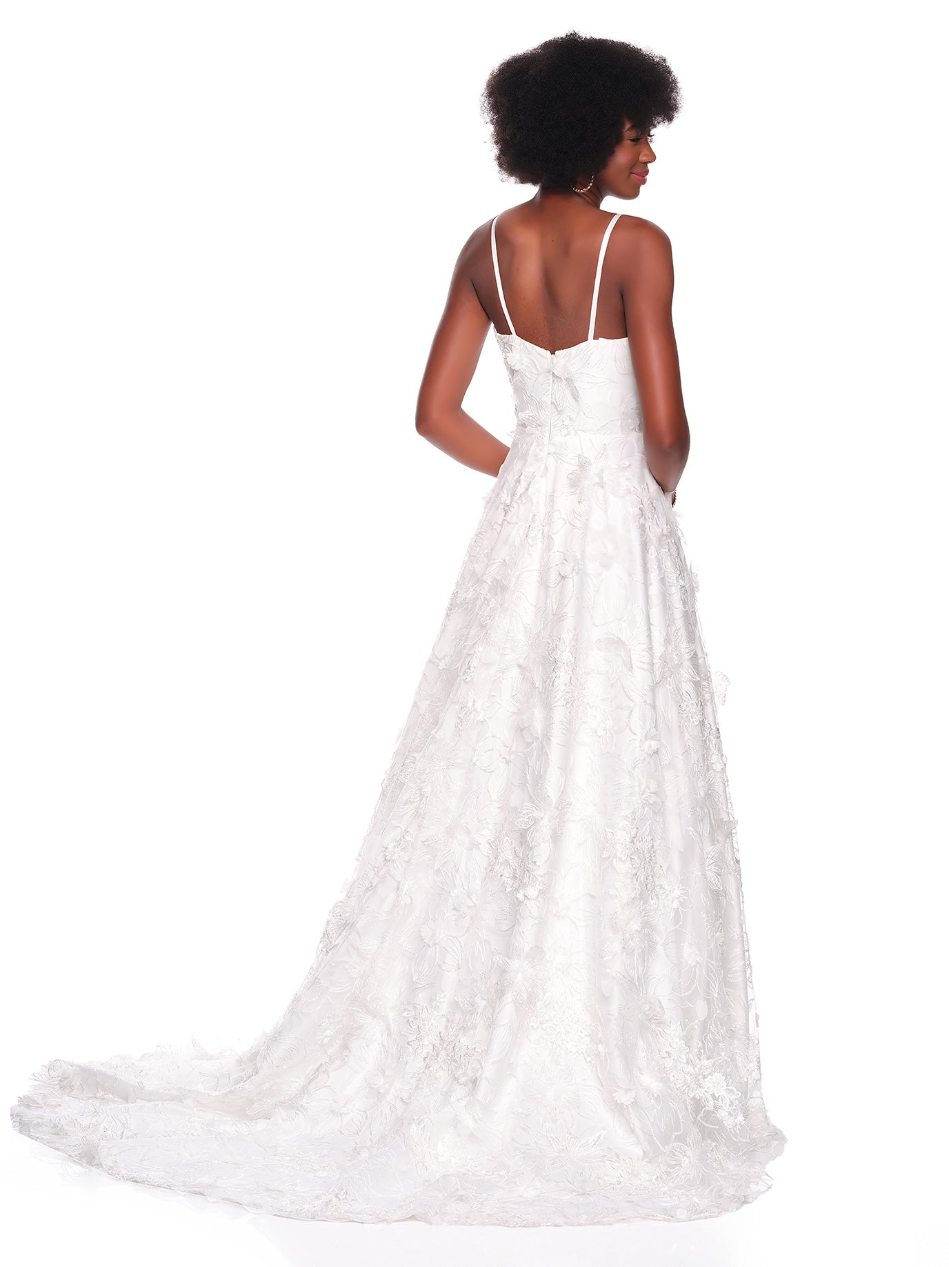 A-LINE BRIDAL GOWN WITH SOFT 3-D FLORAL MOTIF