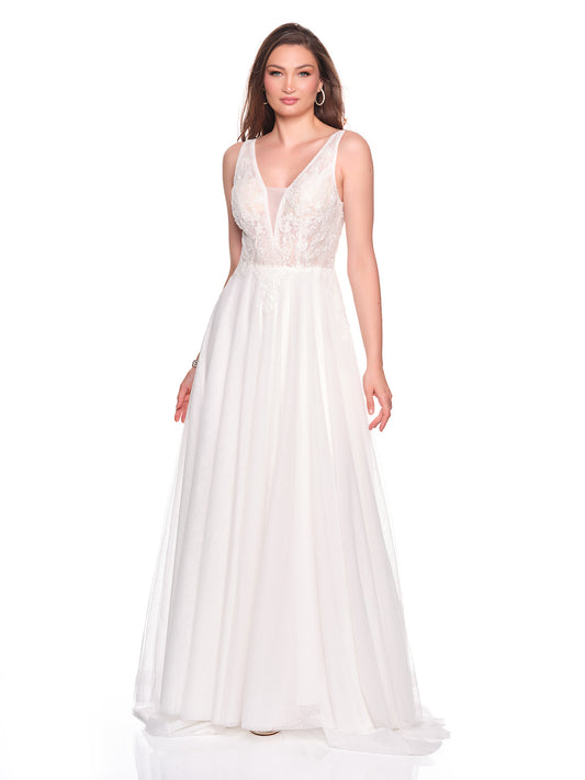 A-LINE BRIDAL GOWN WITH BEADED ILLUSION BODICE