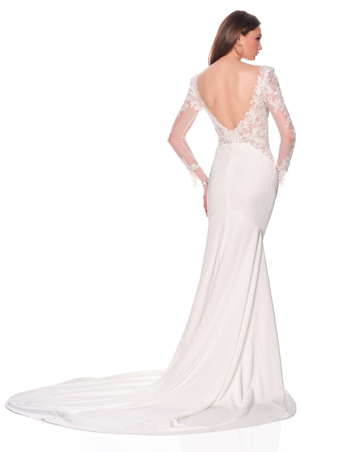 LONG SLEEVE FITTED STRETCH CREPE BRIDAL GOWN