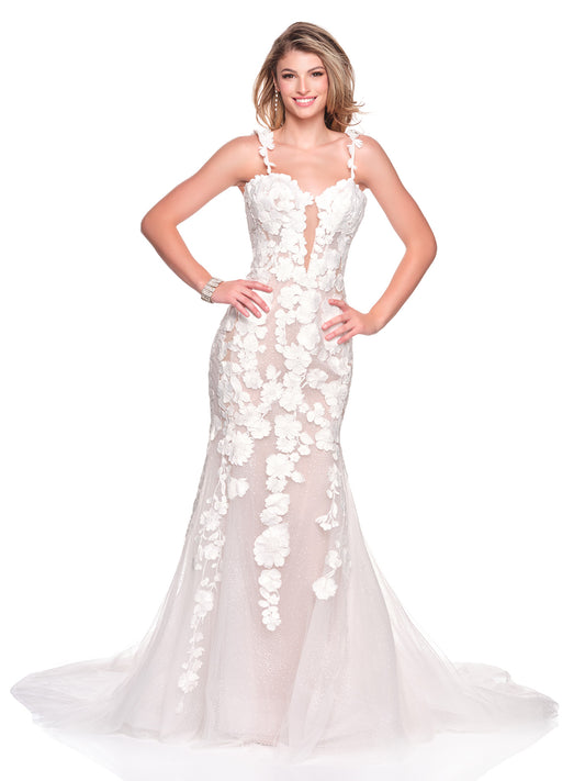 A-LINE BRIDAL GOWN WITH FLORAL MOTIF DETAIL