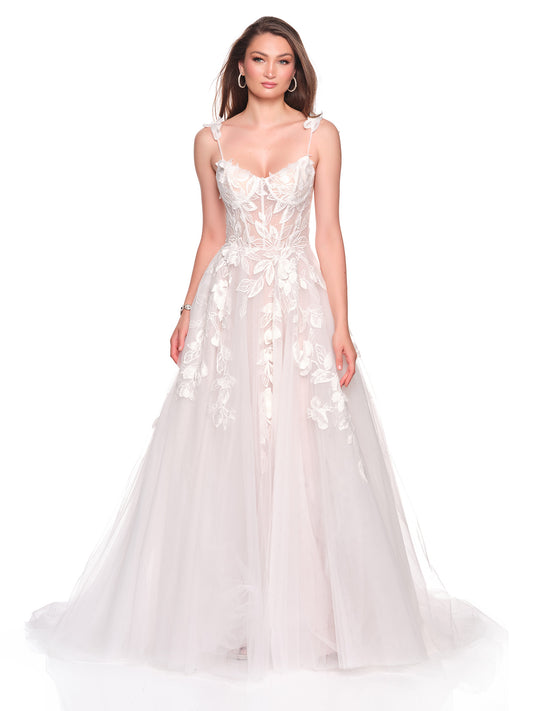 FITTED MERMAID BRIDAL GOWN WITH FLORAL APPLIQUES