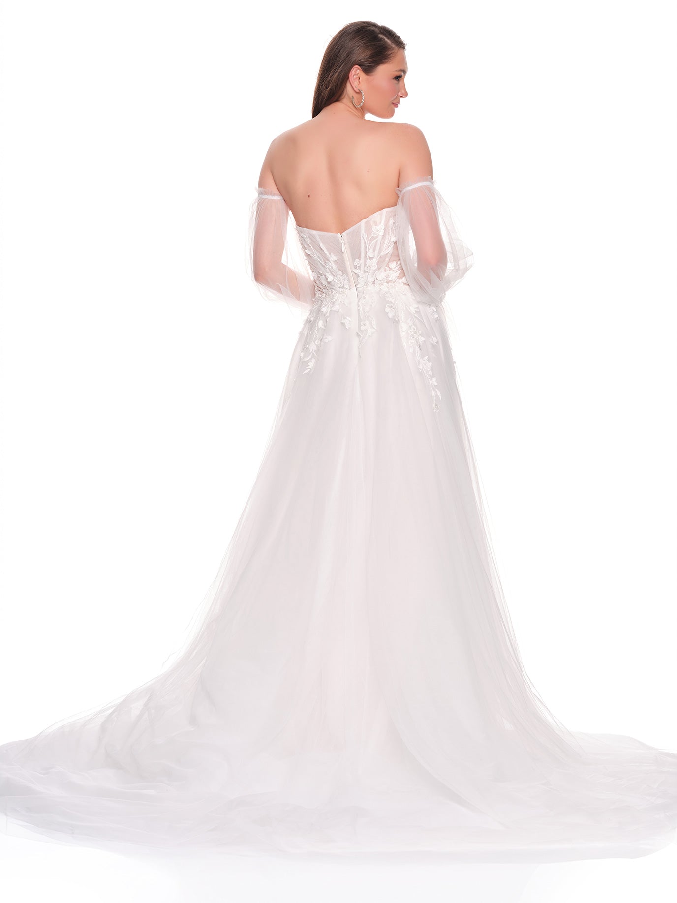 JULIET SLEEVE STRAPLESS BRIDAL GOWN WITH SCATTERED APPLIQUES