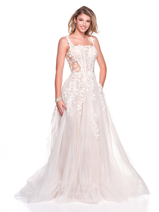 3D MOTIF BRIDAL GOWN WITH SIDE ILLUSION CUTOUTS