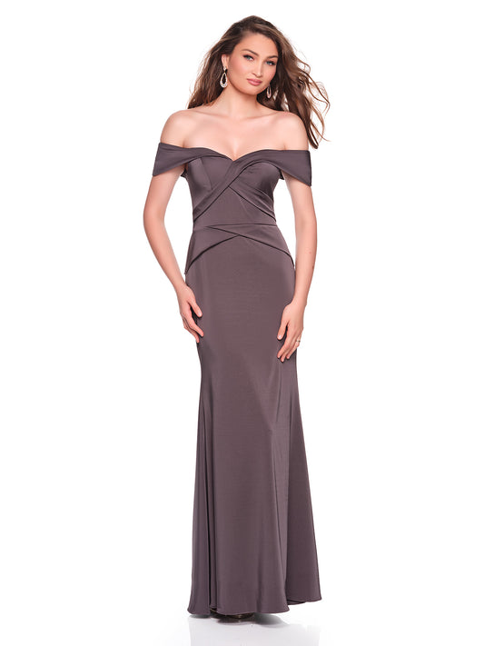 OFF THE SHOULDER STRETCH JERSEY FITTED GOWN