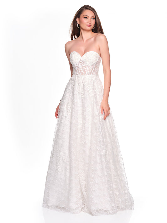 SWEETHEART STRAPLESS EMBROIDERED GOWN WITH APPLIQUES