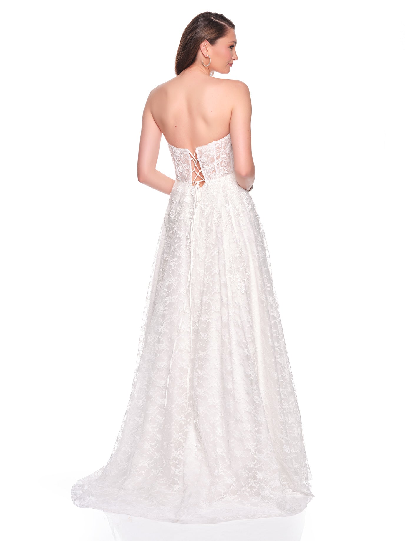 SWEETHEART STRAPLESS EMBROIDERED GOWN WITH APPLIQUES