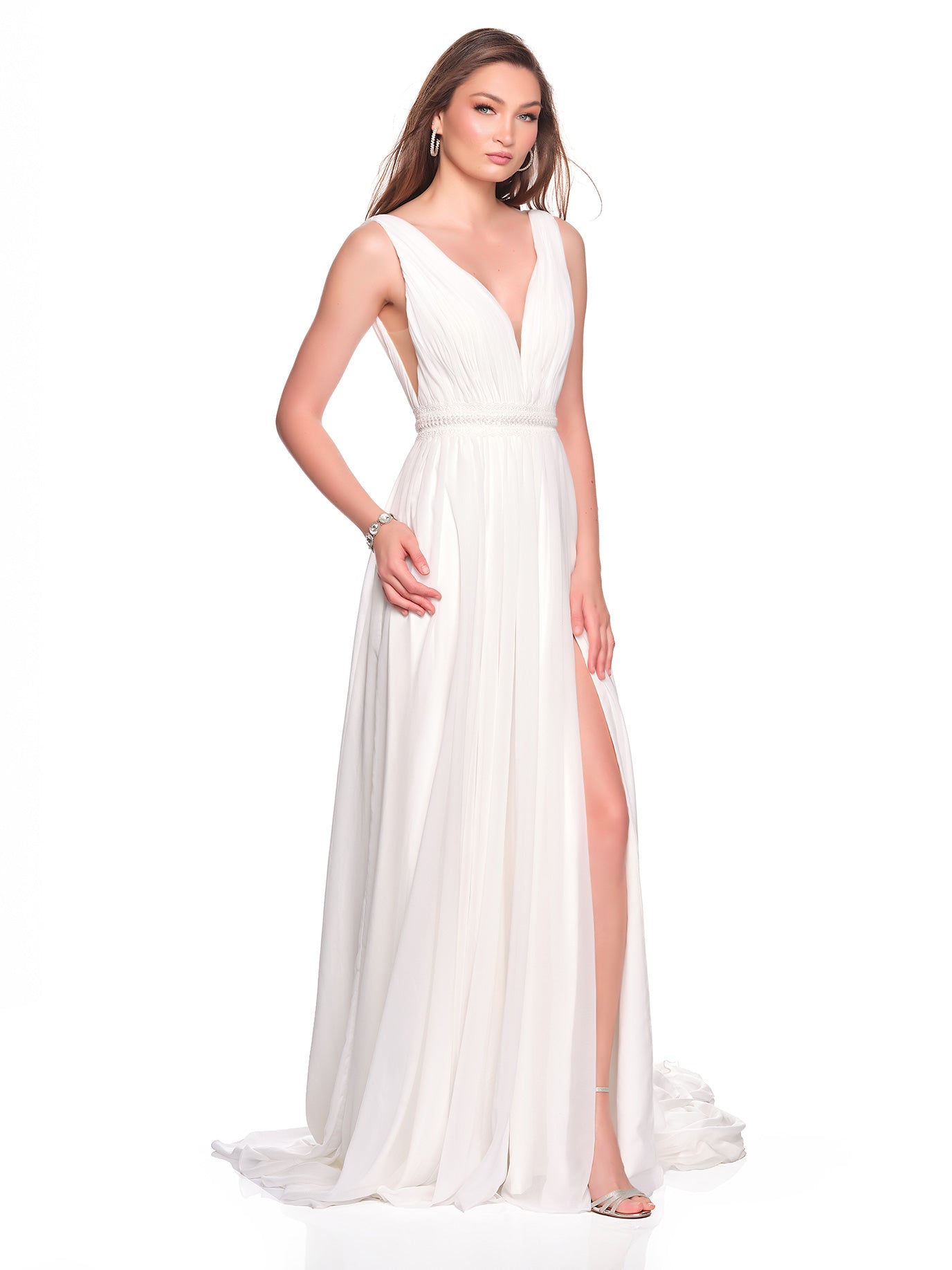 FLOWY GRECIAN RUCHED BRIDAL GOWN  Dave & Johnny