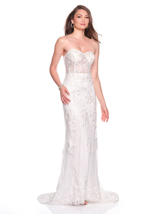 FITTED SHEER ILLUSION STRAPLESS BODICE BRIDAL GOWN