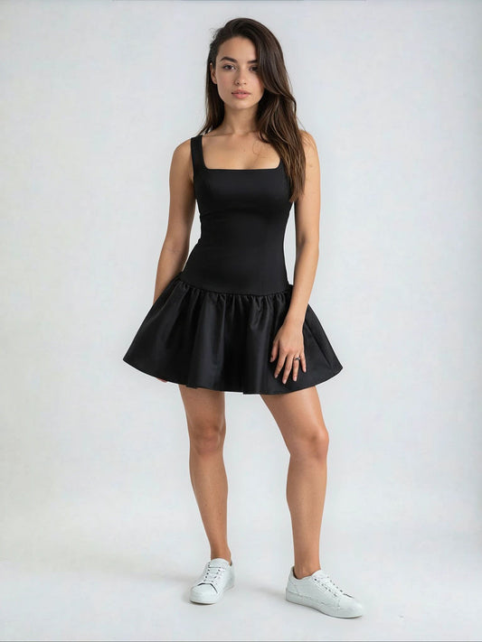SQUARE NECK SKATER MINI DRESS