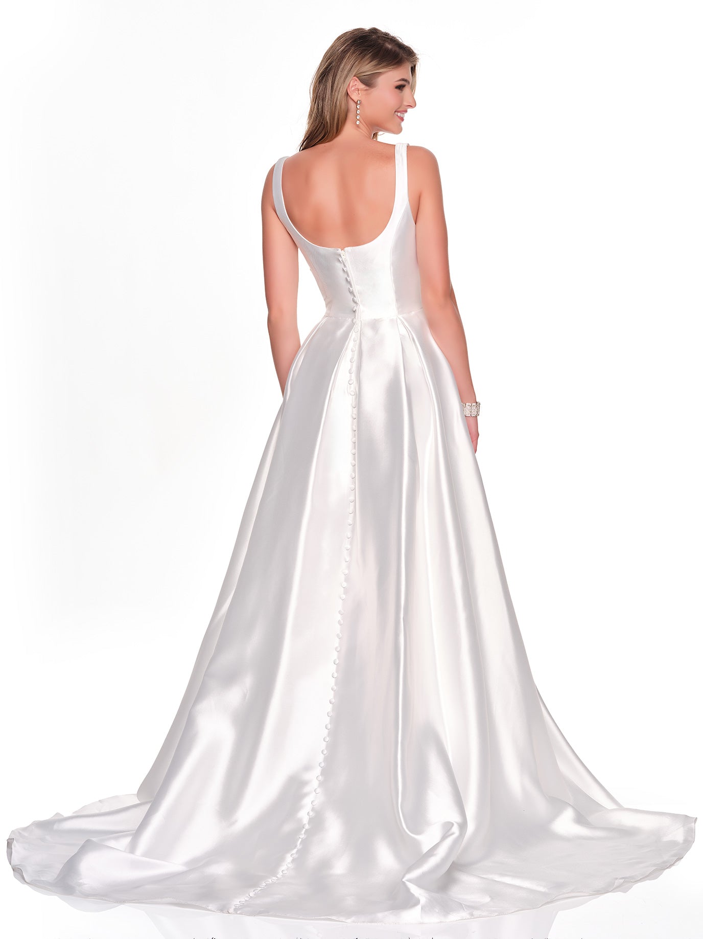 SQUARE NECKLINE BRIDAL DRESS WITH CROSS OVER SLIT DETAIL