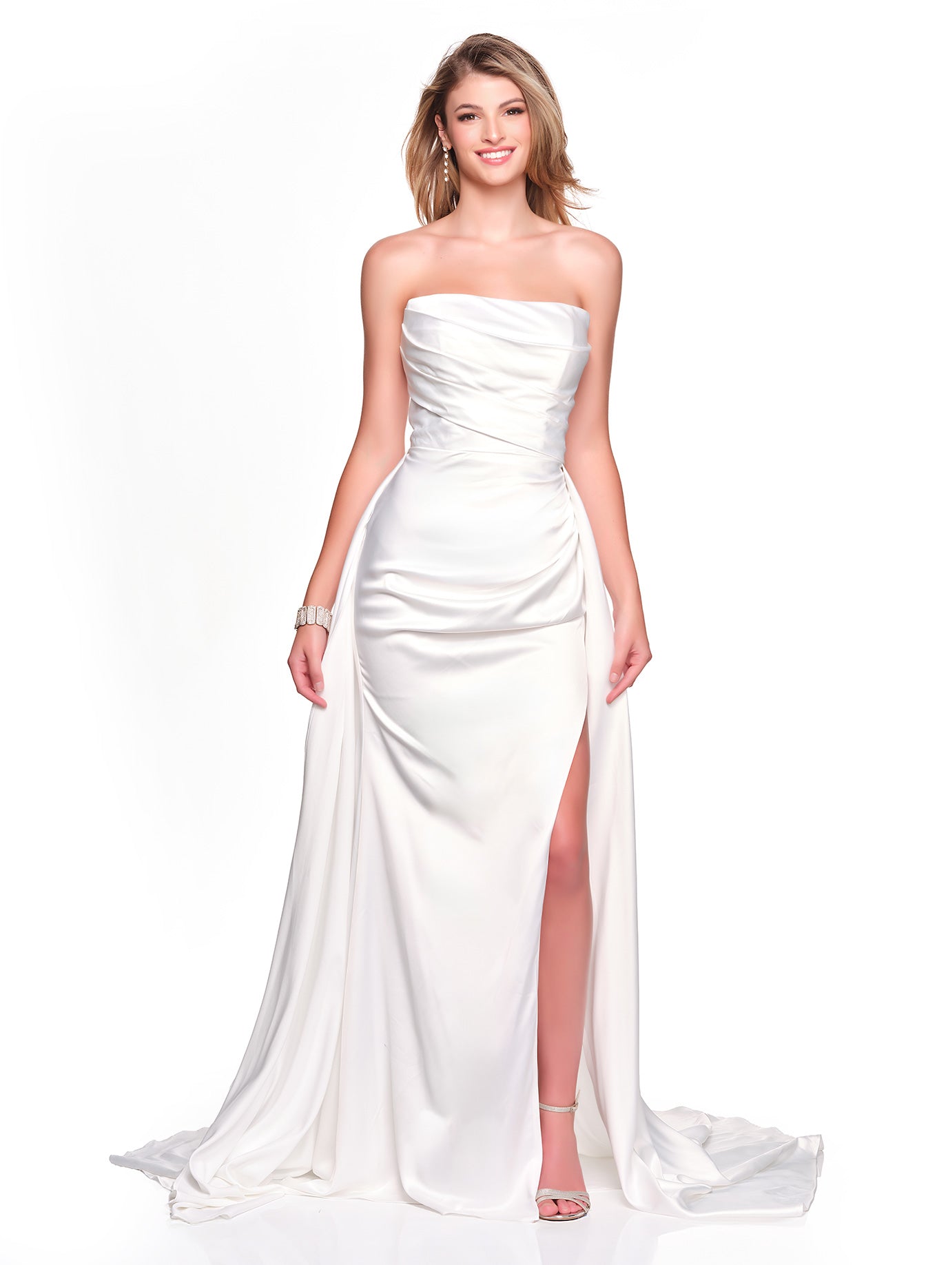 STRAPLESS SATIN BRIDAL SKIRT WITH BACK OVERSKIRT DETAIL