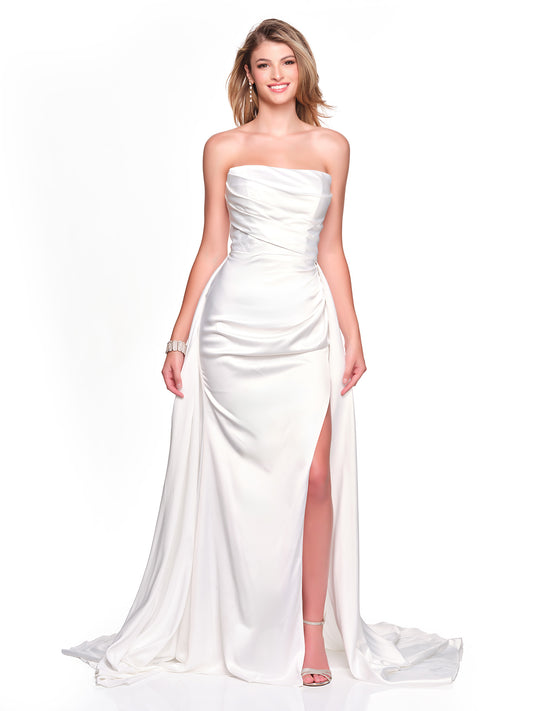 STRAPLESS SATIN BRIDAL SKIRT WITH BACK OVERSKIRT DETAIL