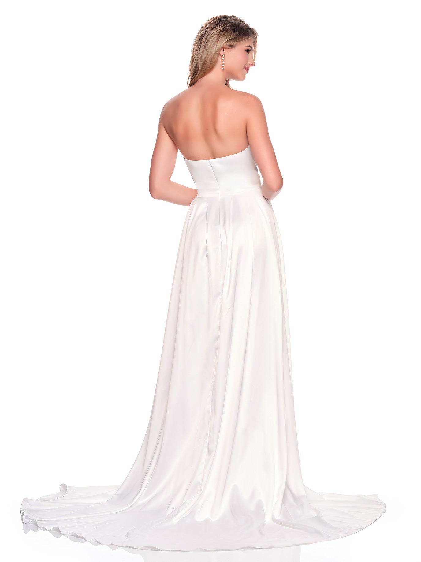 STRAPLESS SATIN BRIDAL SKIRT WITH BACK OVERSKIRT DETAIL