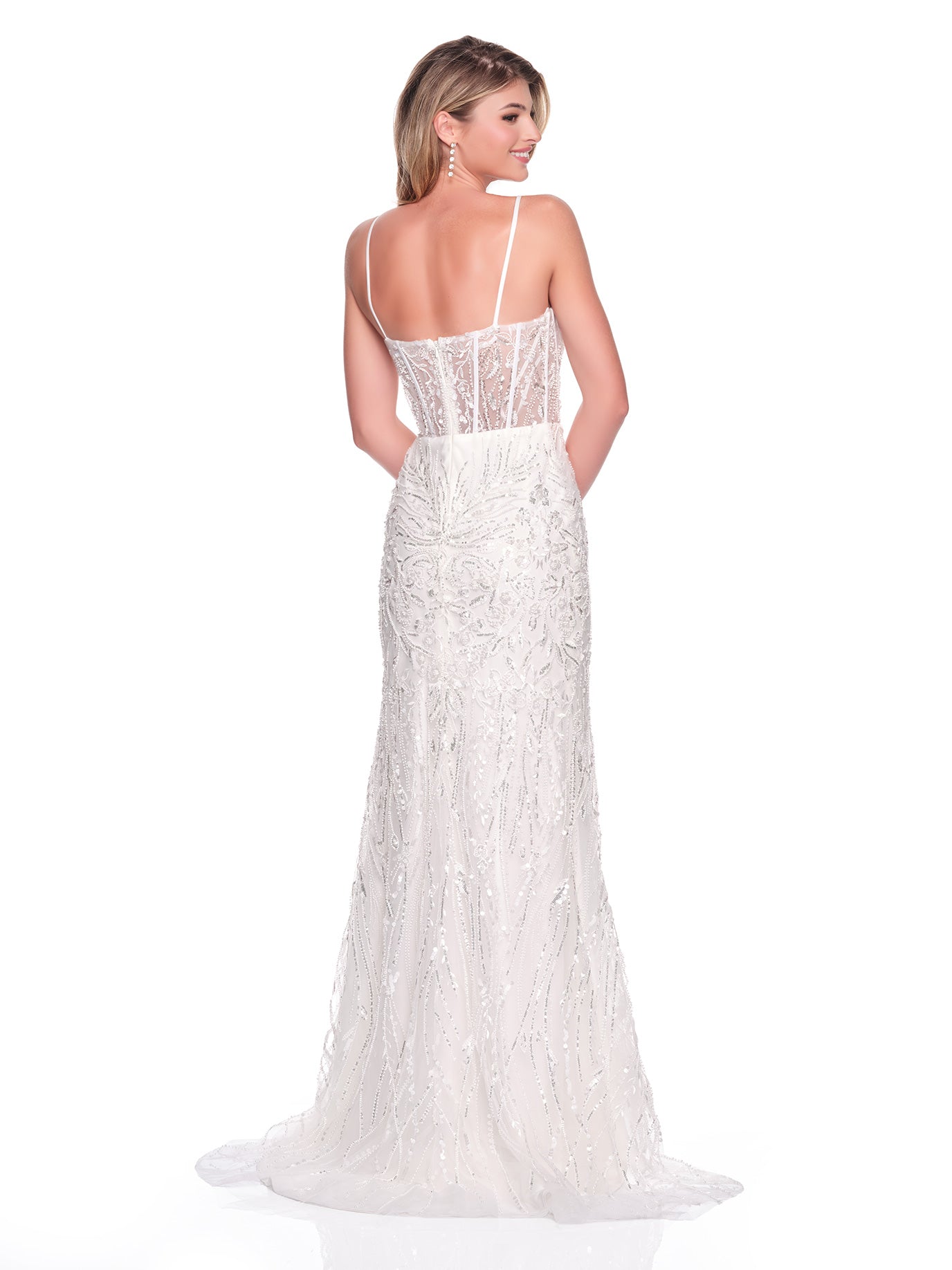 EMBROIDERED FITTED ILLUSION BODICE BRIDAL GOWN