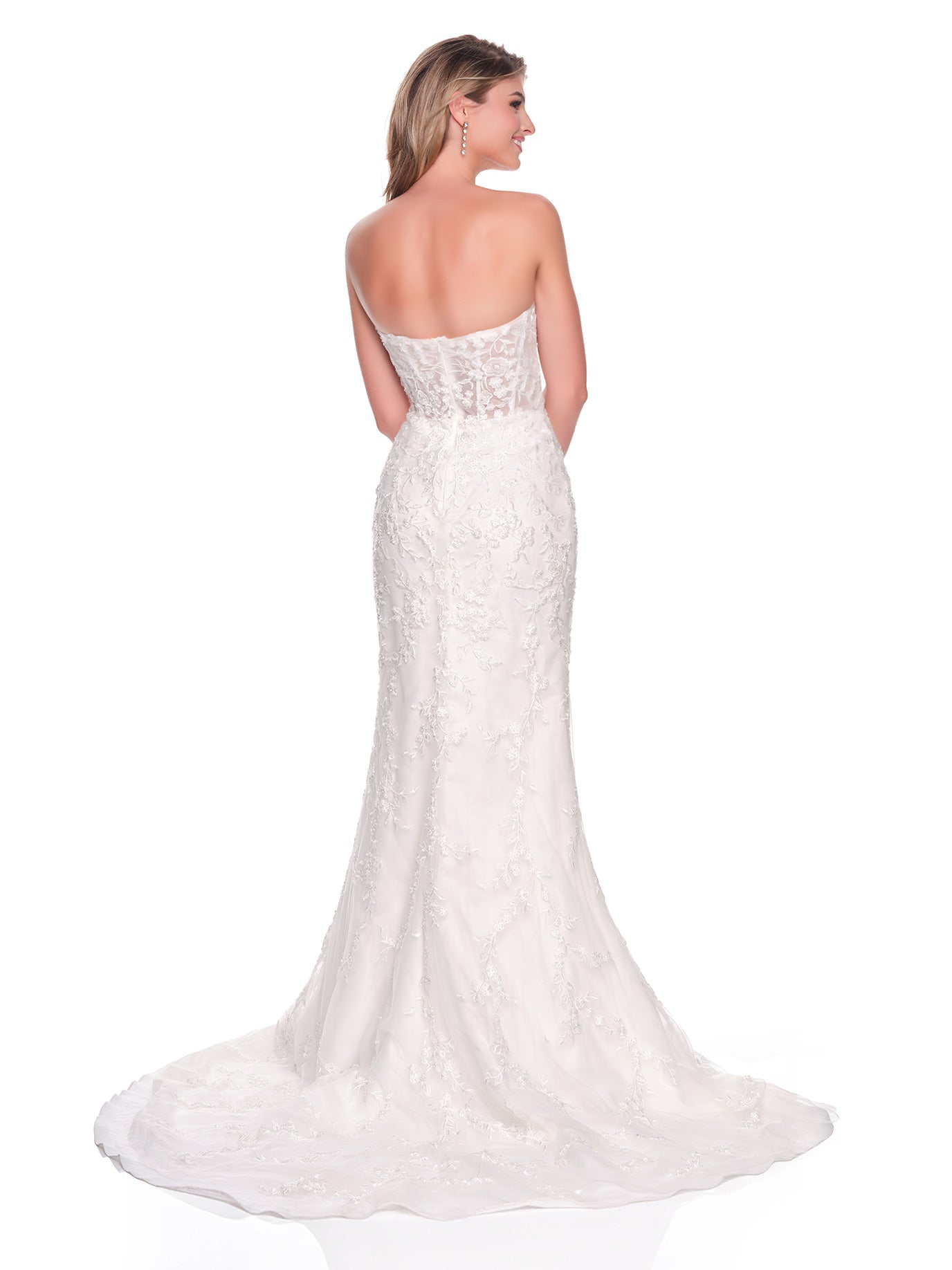 STRAPLESS FITTED ILLUSION BODICE BRIDAL GOWN