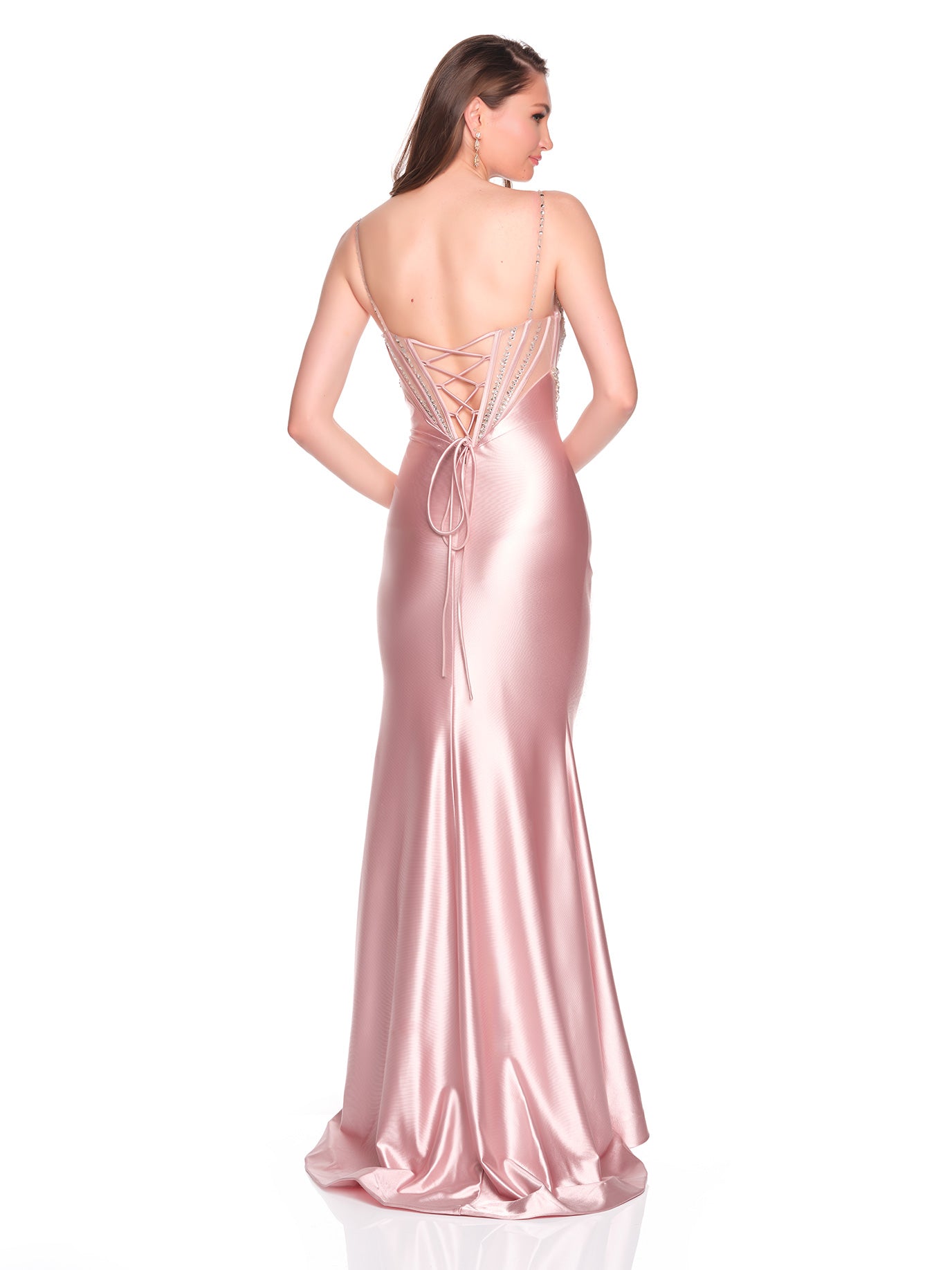 FITTED GOWN WITH CRYSTAL STONE EMBELLISHMENTS