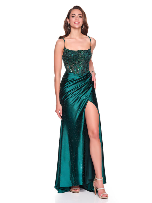 EMBELLISHED DRESS WITH SCATTERED STONE ACCENTS