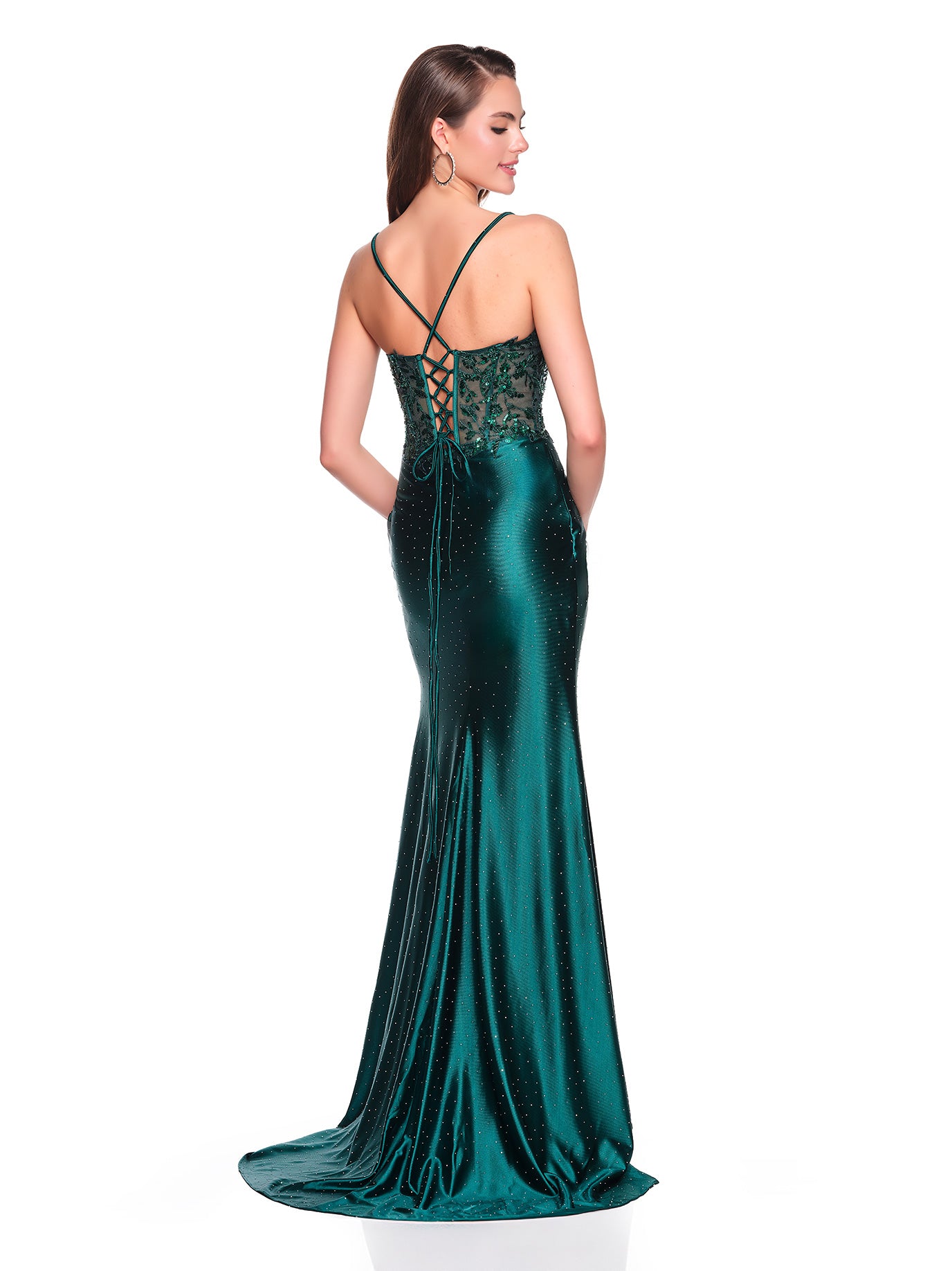 EMBELLISHED DRESS WITH SCATTERED STONE ACCENTS