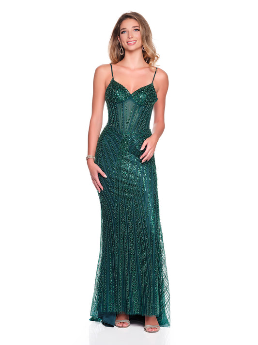 SPAGHETTI STRAP BEADED GOWN