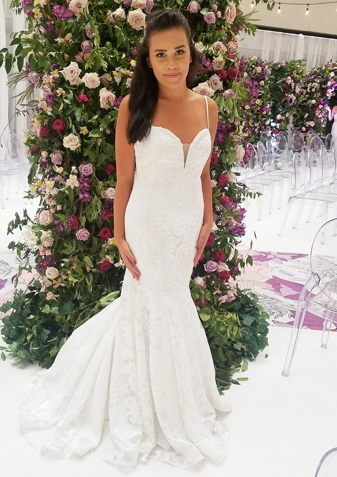 INTRICATE PATTERNED MERMAID WEDDING DRESS