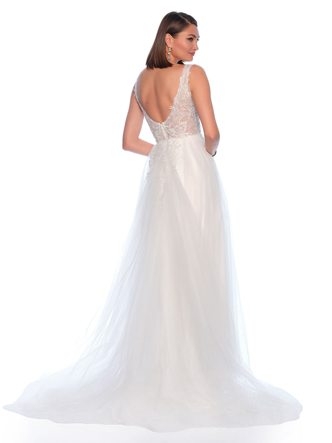 THICK STRAP LACE PLUNGE OPEN LEG WEDDING GOWN