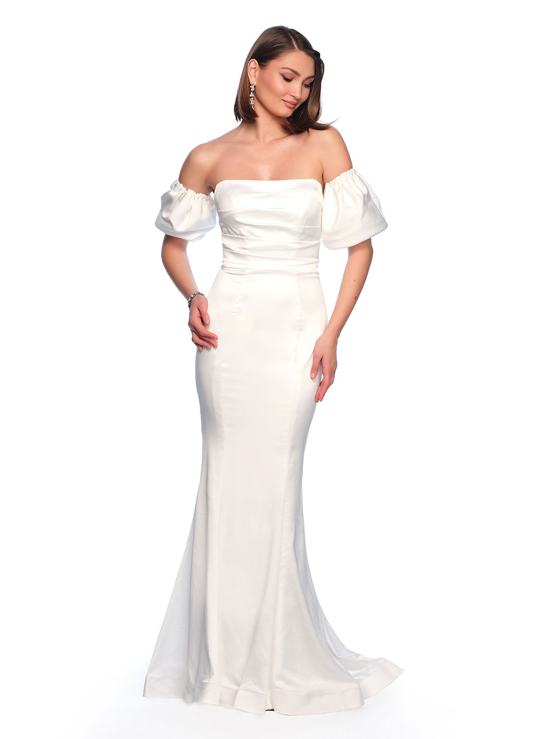 SHARP PUFF SLEEVE MERMAID WEDDING GOWN - Dave & Johnny SHARP PUFF SLEEVE MERMAID WEDDING GOWN - Dave & Johnny