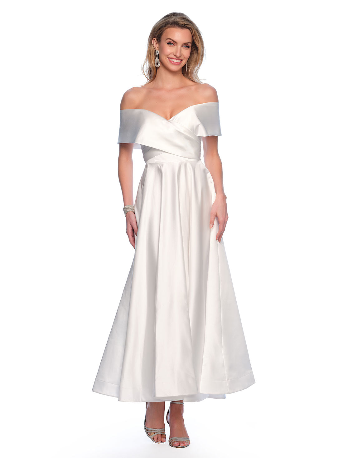 OFF THE SHOULDER TEA LENGTH WEDDING DRESS